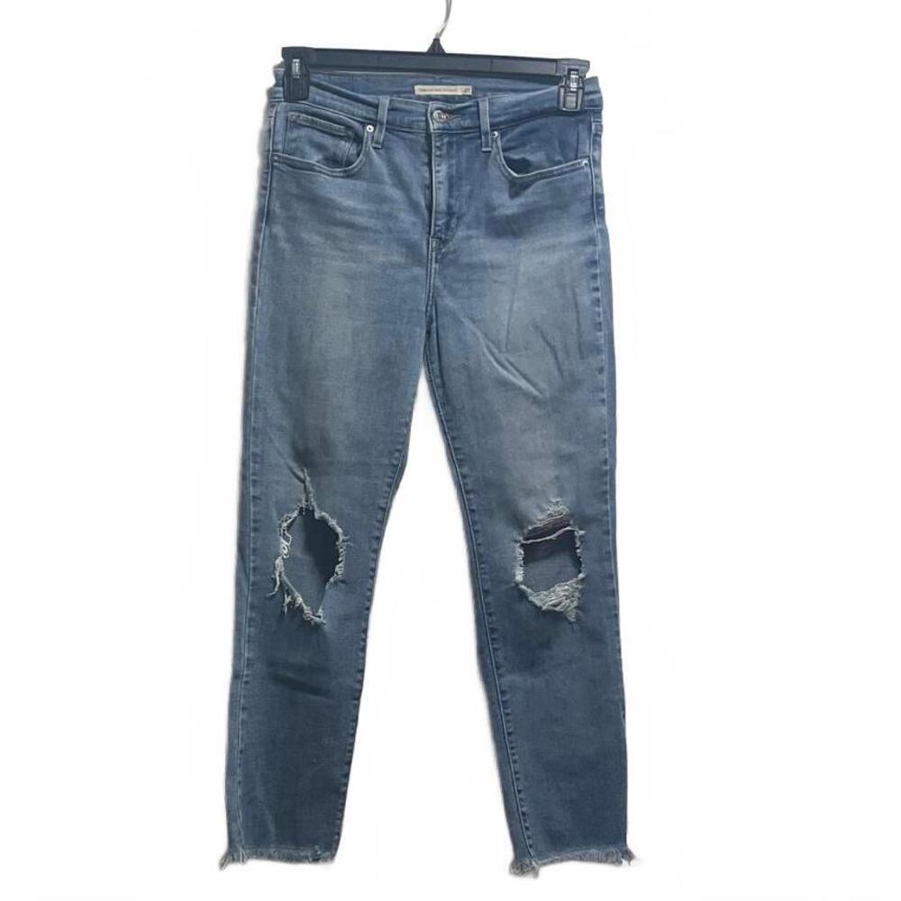 Levi's 724 High Rise Straight Jeans - Distressed Denim - Size 27 - Picture 1 of 16